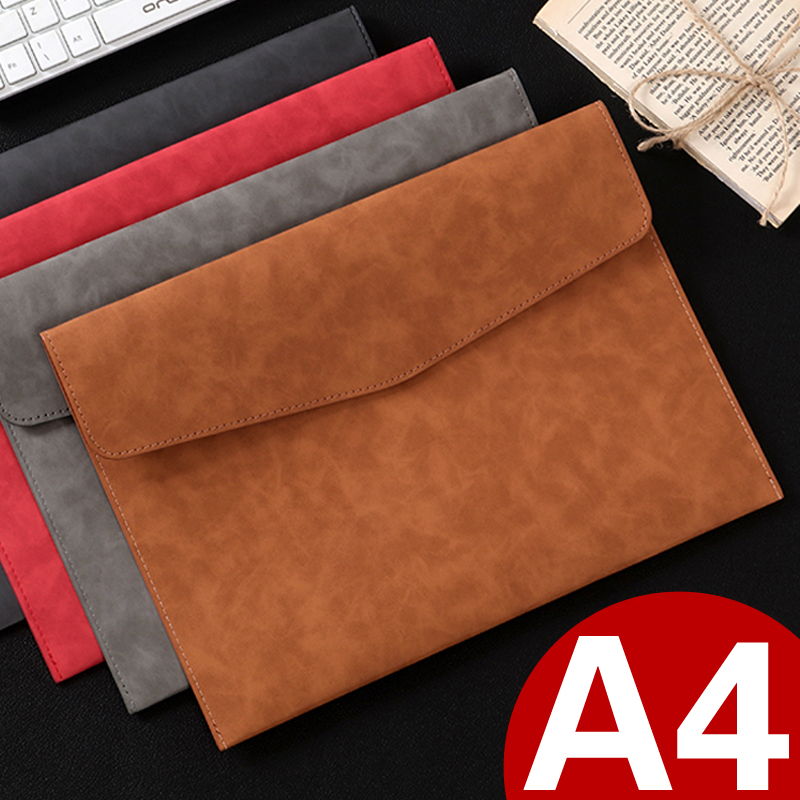 商务皮质文件袋A4纸文件包便携按扣防水加厚大容量高端办公合同会