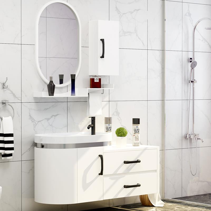 卫浴现代PVC浴室柜组合 洗脸盆柜洗手面池洗漱台卫生间吊柜小户型