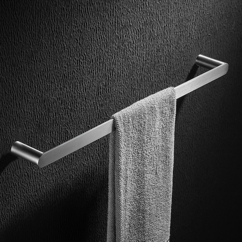 毛巾架免打孔卫生间 浴室毛巾杆挂杆置物架304不锈钢壁挂单杆轻奢