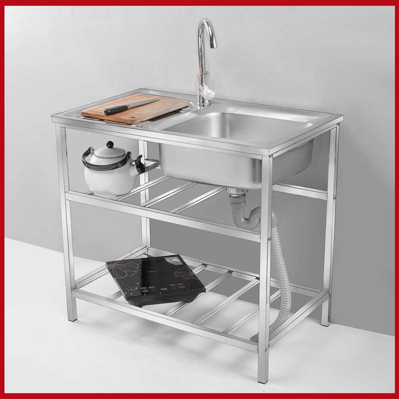 厨房洗锈钢水槽槽带支架免安装水支撑架移动不式菜池洗手盆落地架