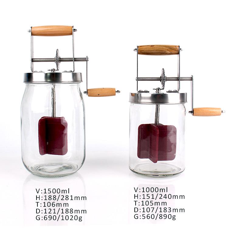 货玻璃黄油搅拌器1100璃手动大容量加厚玻瓶食品级罐现子.