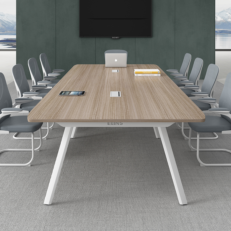 斜边烤漆简易弧形会议桌长桌椅组合简约现代大小型洽谈室阅览桌子