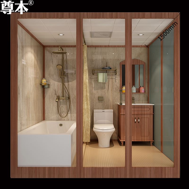 整体淋浴房洗澡房一体式集成卫浴沐浴房家用带浴缸浴室移动卫生间