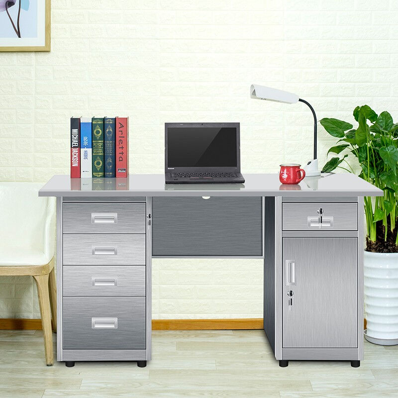 新品华宇天地办公桌201不锈钢1.4米办公桌工作室电脑桌柜车间工作