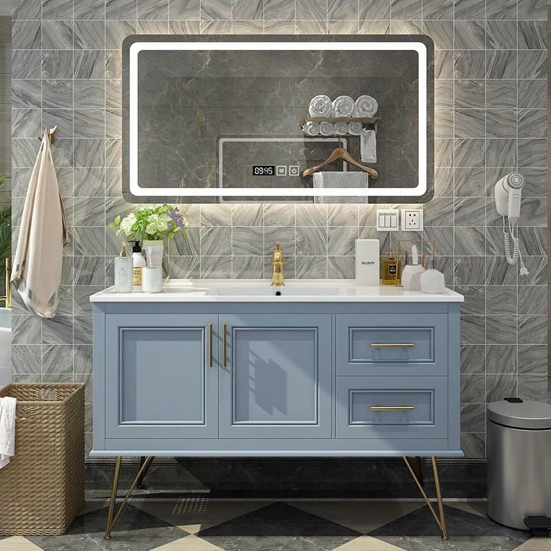 简约轻奢浴室柜组合陶瓷一体盆智能洗漱台实木卫生间现代洗脸盆柜