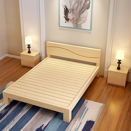 新疆包邮实木床1.8米现代简约家用型双人床主卧松木床经济型1.5儿