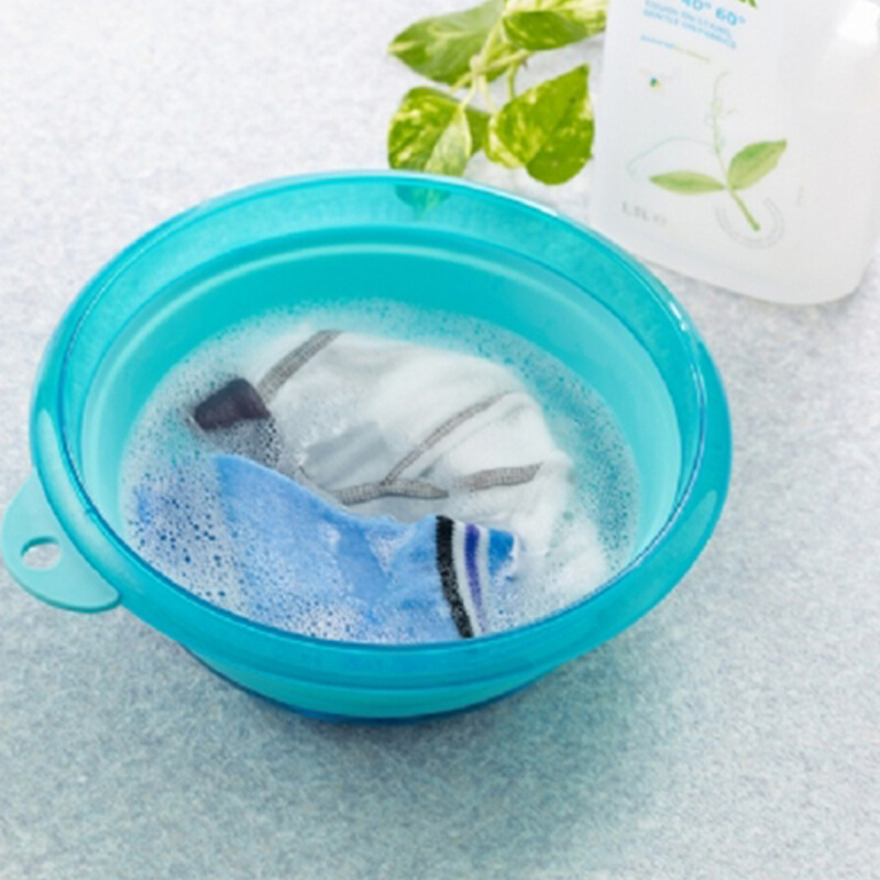 日本进口便携式折叠洗脸盆家用塑料洗衣盆旅行加厚洗衣服盆塑料盆