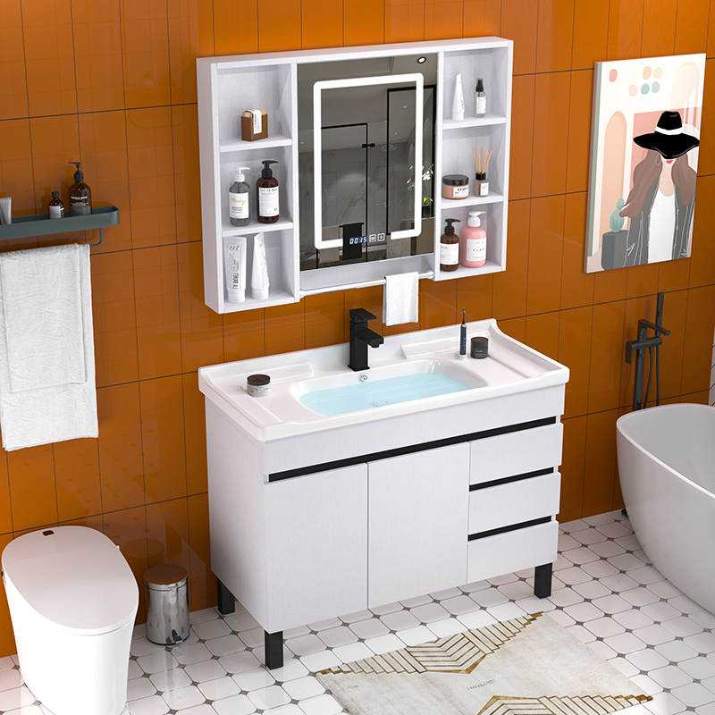 实木智能浴室柜洗脸盆柜组合落地式现代简约小户型卫生间洗手台盆