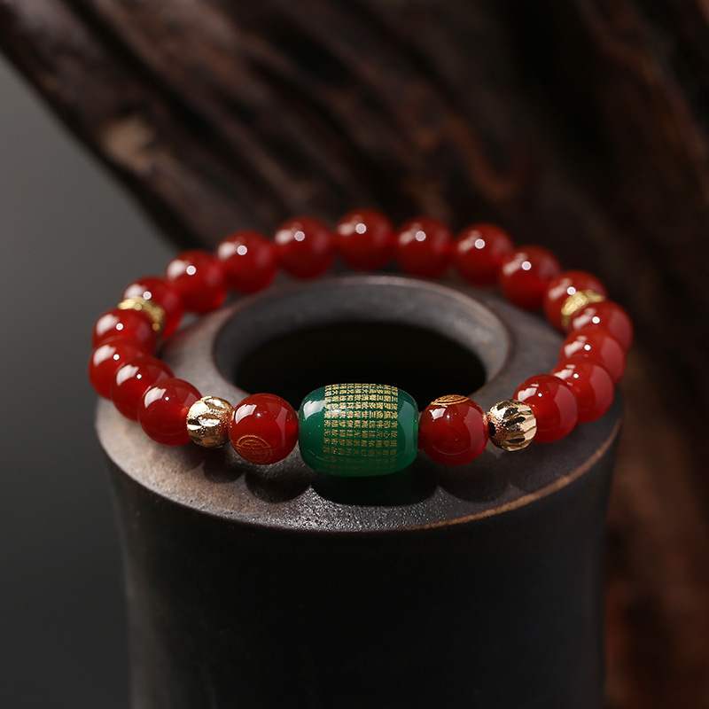 新款2023十二生肖红玛瑙手链搭配绿玛瑙手串 男女款珠宝手饰品 厂