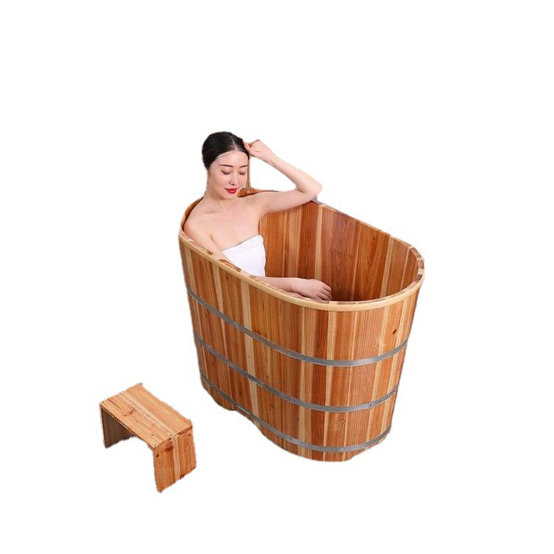 浴室不泡澡澡盆浴桶家用浴缸加高实木质带盖占地木桶小成人沐浴桶