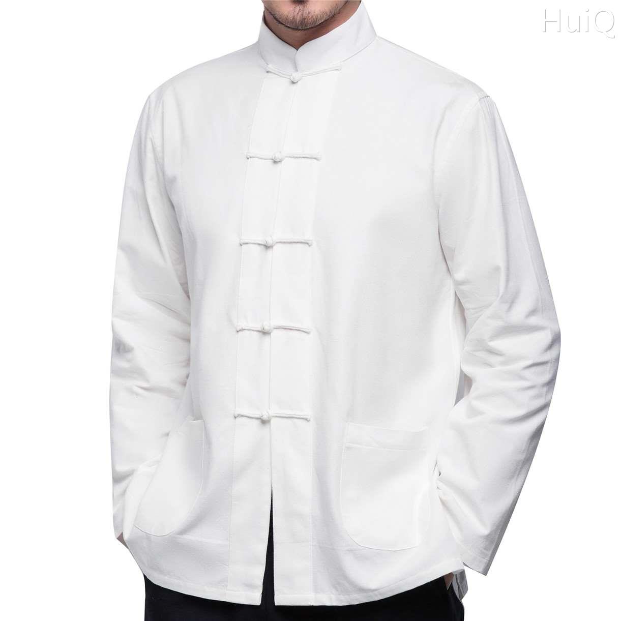新品中国风全棉男装唐装男长袖衬衣上衣汉服中式打底居士服中老年