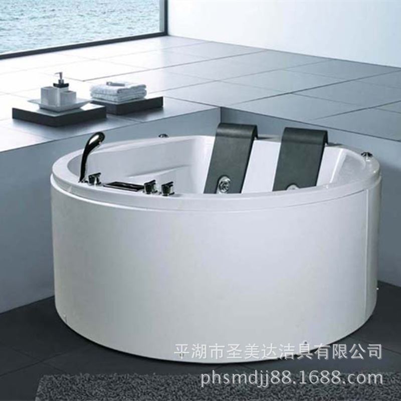 定制亚克力双人工程浴缸嵌入独立式按摩冲浪圆形浴盆170170艺术户