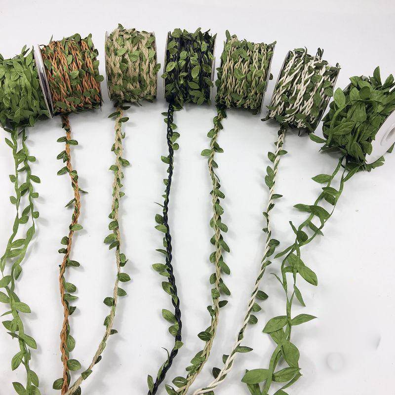 葡萄叶树叶装饰藤条缠绕塑料创意腾条绿叶子花环编制约麻绳水管