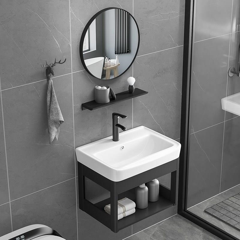 浴室洗脸盆一体瓷盆洗漱台单洗手间小户型卫生间柜组合2021新款