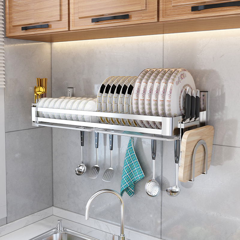 304不锈钢沥水碗架厨房水槽置物架壁挂式放碗筷洗碗池碗碟收纳架