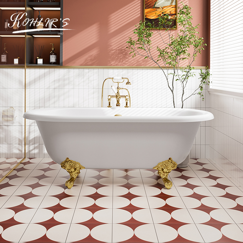 伦蔻欧式家用铸铁搪瓷独立式贵妃浴缸成人浴池复古美式陶瓷大浴盆