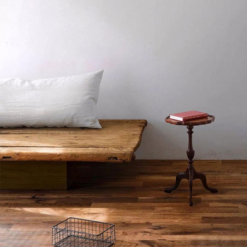伽罗生活 羊皮古典可移动沙发小边几沙比利实木美式茶几复古角几