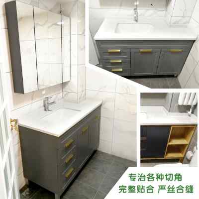 北京定制异形大理石台下盆浴室柜组合卫浴柜洗手盆实木橡木洗漱台