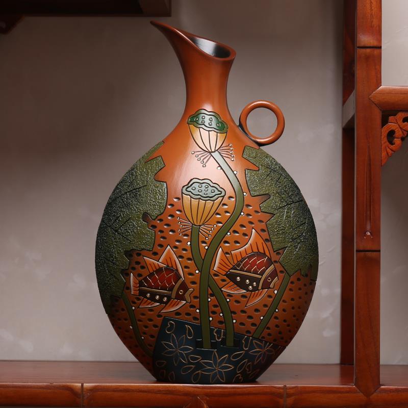 新中式陶瓷复古风进门玄关博古架摆件酒柜客厅隔断摆台家庭工艺品