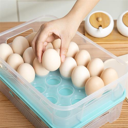 新疆包邮哥百货带盖鸡蛋收纳盒鸡蛋盒厨房冰箱食物保鲜家用塑料蛋