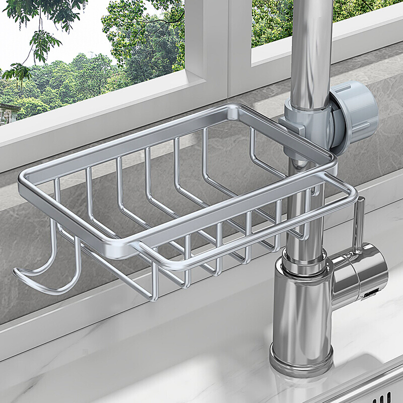洗碗池太空抹布免沥水收纳打孔神器置物架架水槽水龙头厨房用品铝