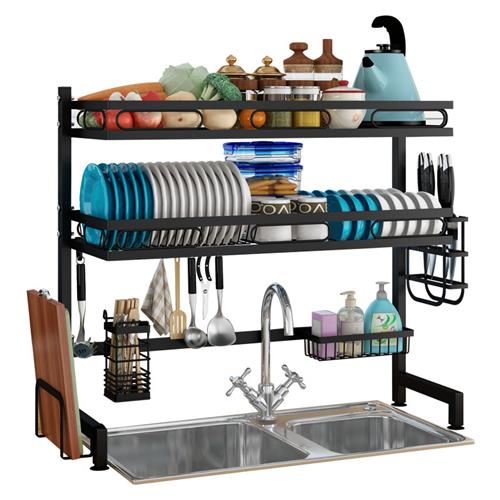 百货不锈钢厨房置物架水槽碗架水龙头沥水架黑色收纳架