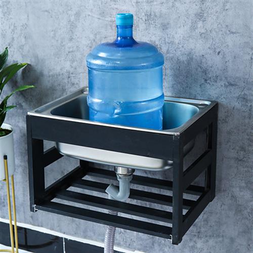 加厚单槽304不锈钢水槽挂墙带铝支架厨房洗菜盆洗碗池简易洗手盆