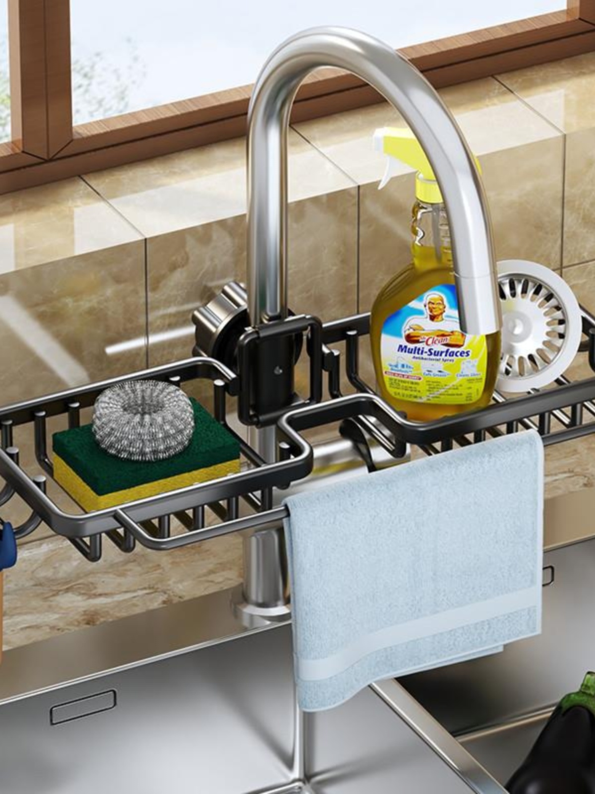加厚收纳架洗菜池免打孔耐用水槽架置物架厨房沥水篮浴室水龙头