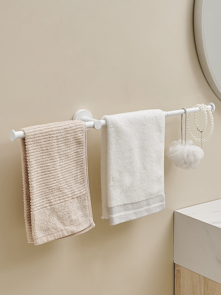 创意伸缩毛巾杆晾毛巾挂钩洗手间浴室卫生间毛巾杆简约白色奶油风