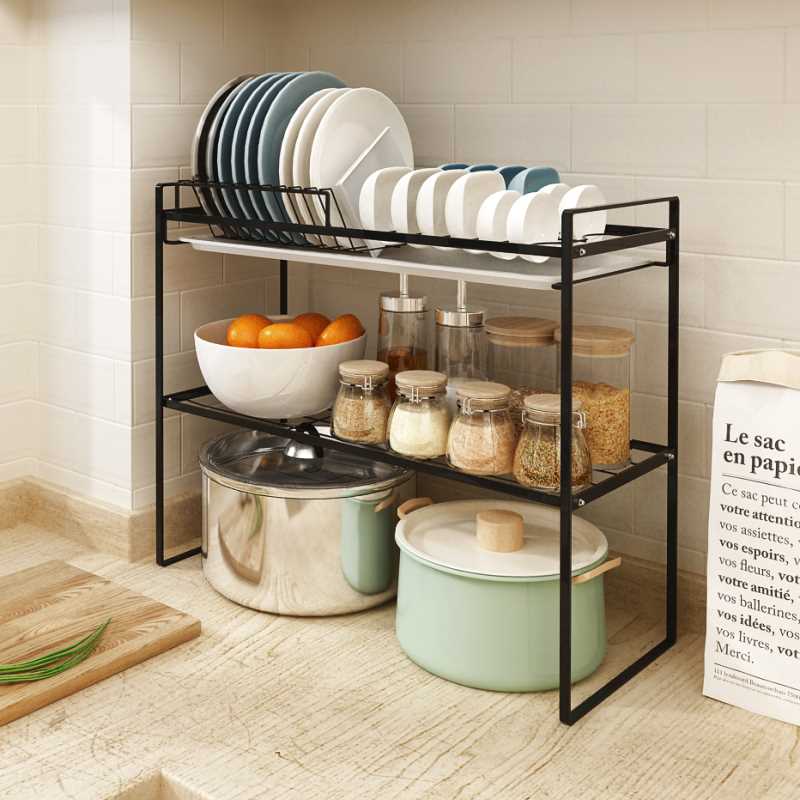 新款水槽碗架沥水架家用厨房置物架台面晾碗碟筷滤水收纳篮双层碗