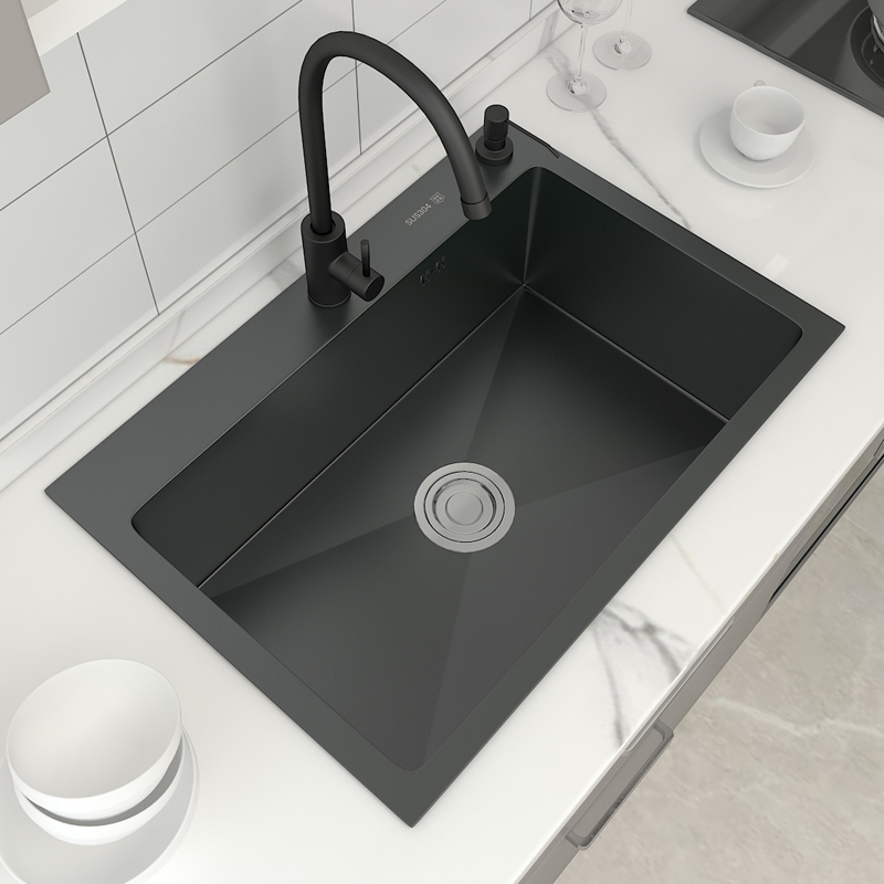 JOMOWd黑色纳米水槽单槽 家池手用洗菜盆厨房304不锈钢洗碗工水池
