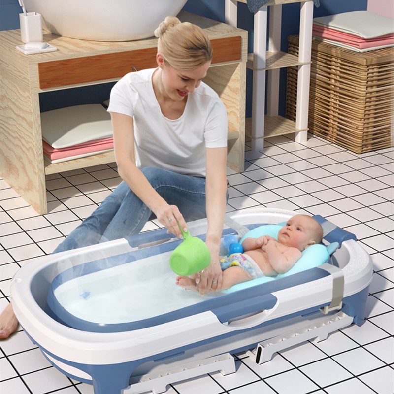 新生婴儿洗澡折宝宝浴盆儿童洗澡桶盆G叠浴号大桶浴缸泡澡桶可游