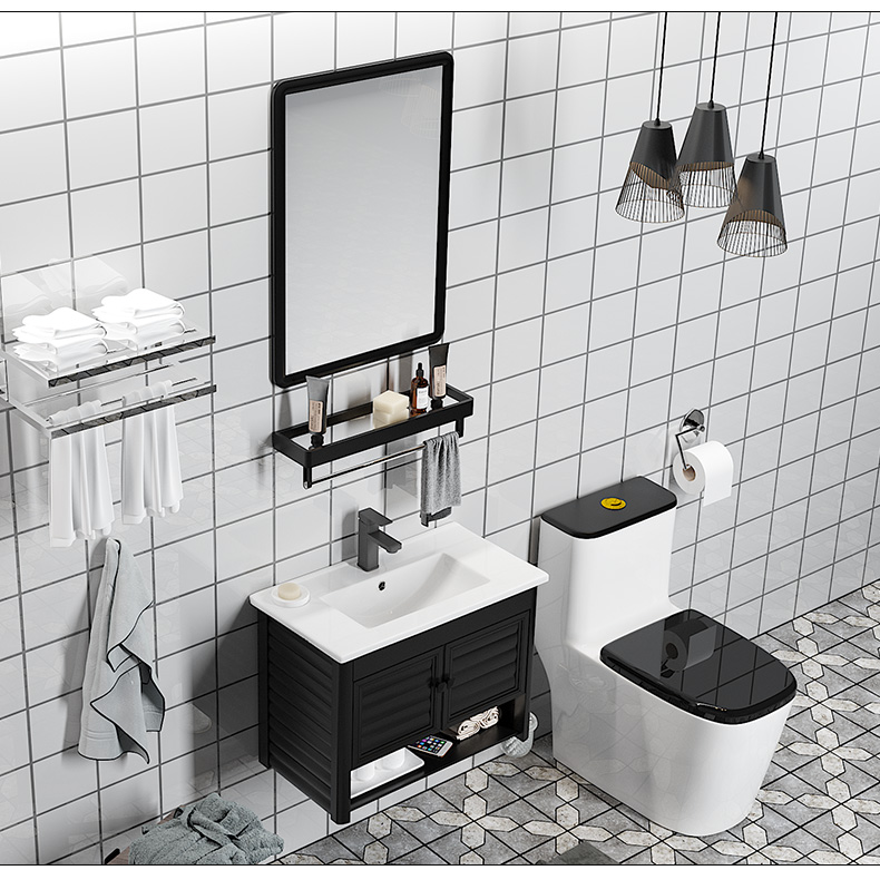 太空铝浴室柜组合镜柜小户型洗手盆挂墙式洗脸盆卫生间洗漱台
