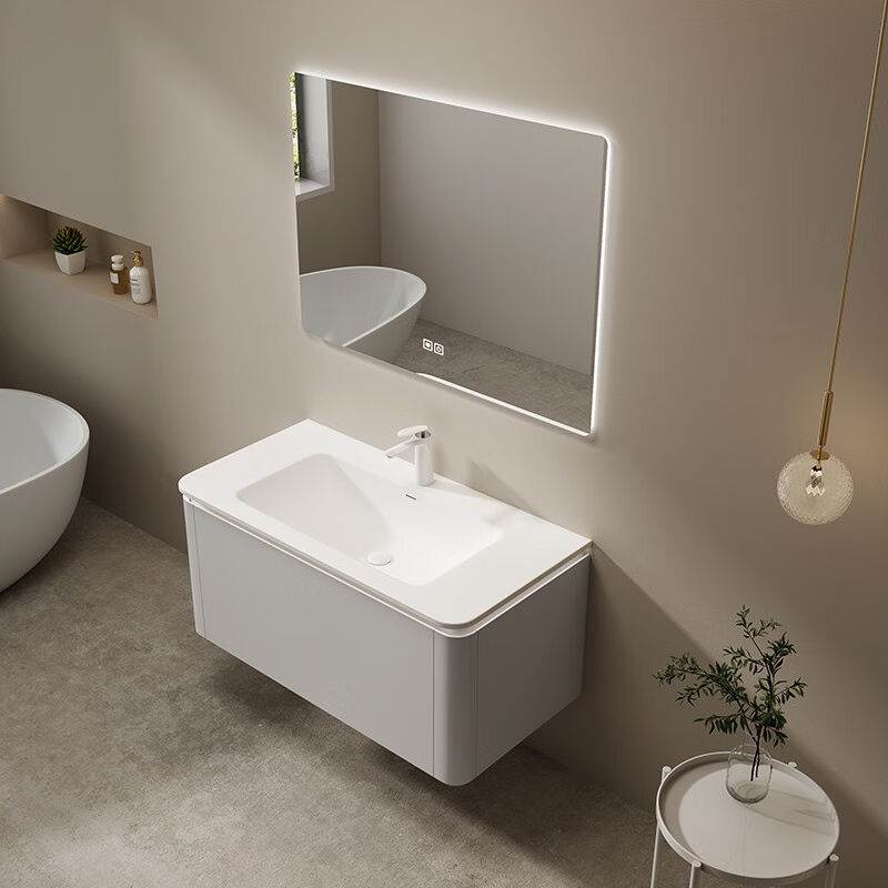 Whitelover高端定制橡木浴室柜组合现代简约肤感一体盆卫生间洗手