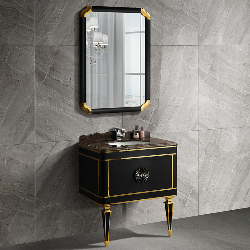 新品轻奢浴室柜组合洗脸盆卫生间简约现代小户型不锈钢落地大理石