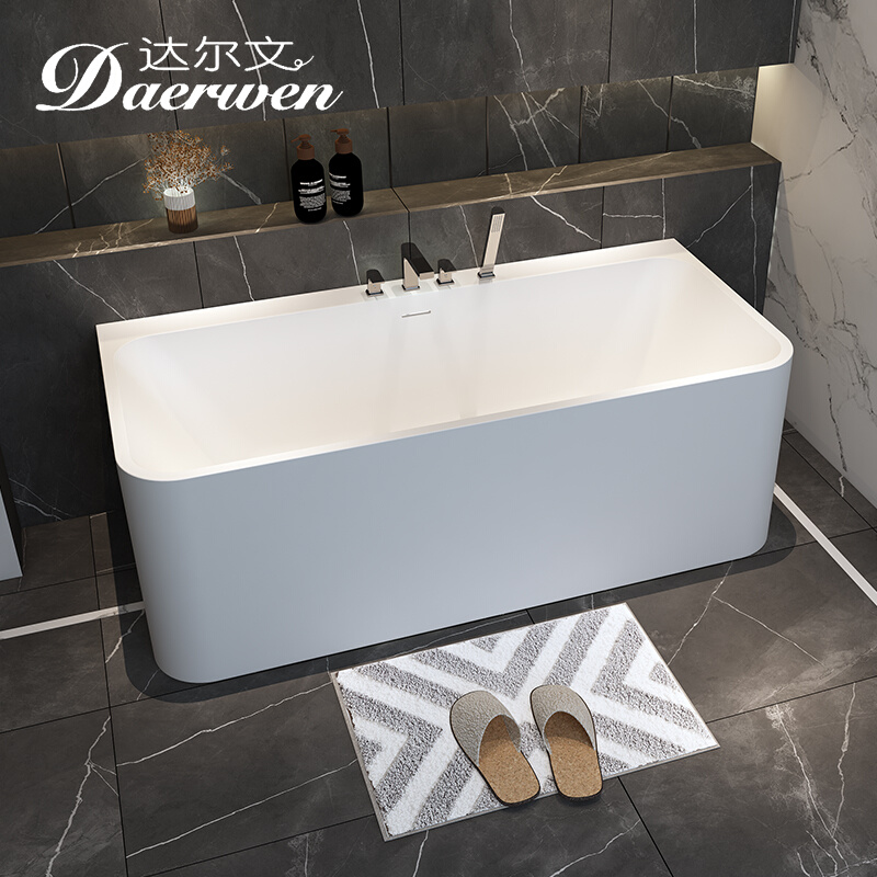 新款达尔文独立PMMA人造石一体式家用浴缸长方形酒店民宿专用浴缸