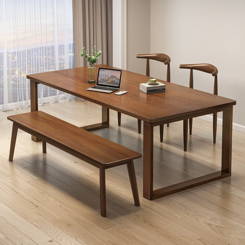 栖望长条桌工作台客厅茶桌家用大书桌耐用办公电脑桌写字实木桌腿