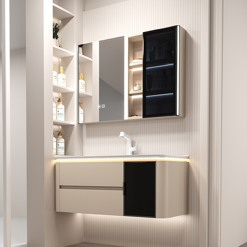德国Mootyle卫浴-X6奶油风新品智能浴室柜组合陶瓷一体盆洗手盆