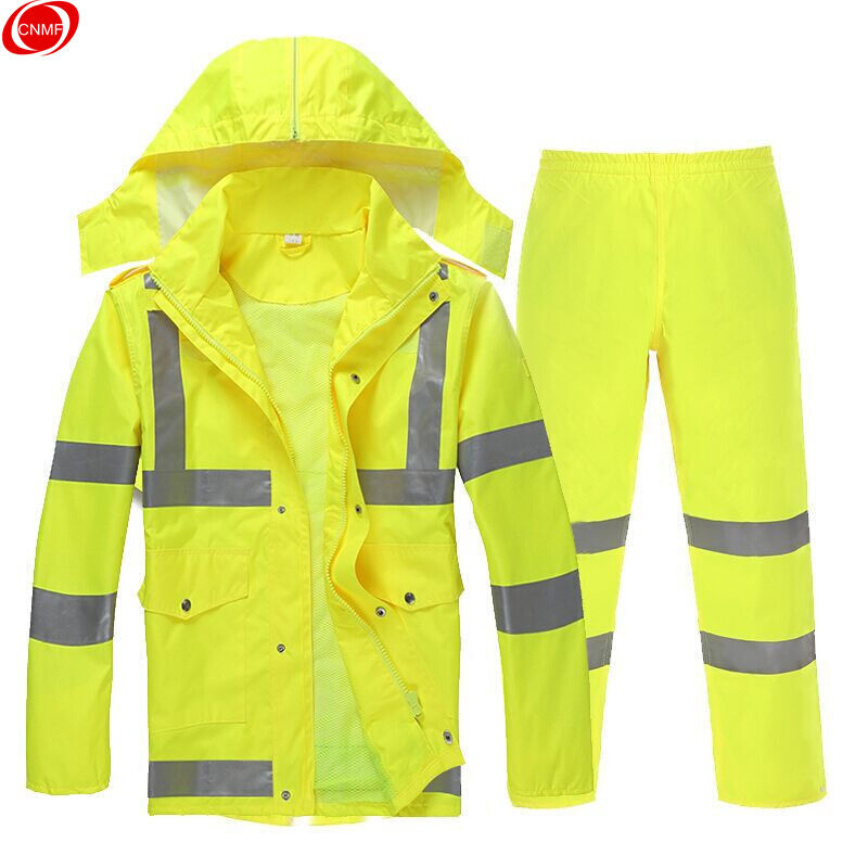 谋福8010系列荧光黄反光雨衣分体雨衣雨裤套装交通执勤雨衣骑行雨