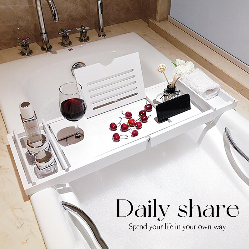 浴缸置物架可伸缩托盘浴室泡澡置物板可沥水多功能卫生间平板支架