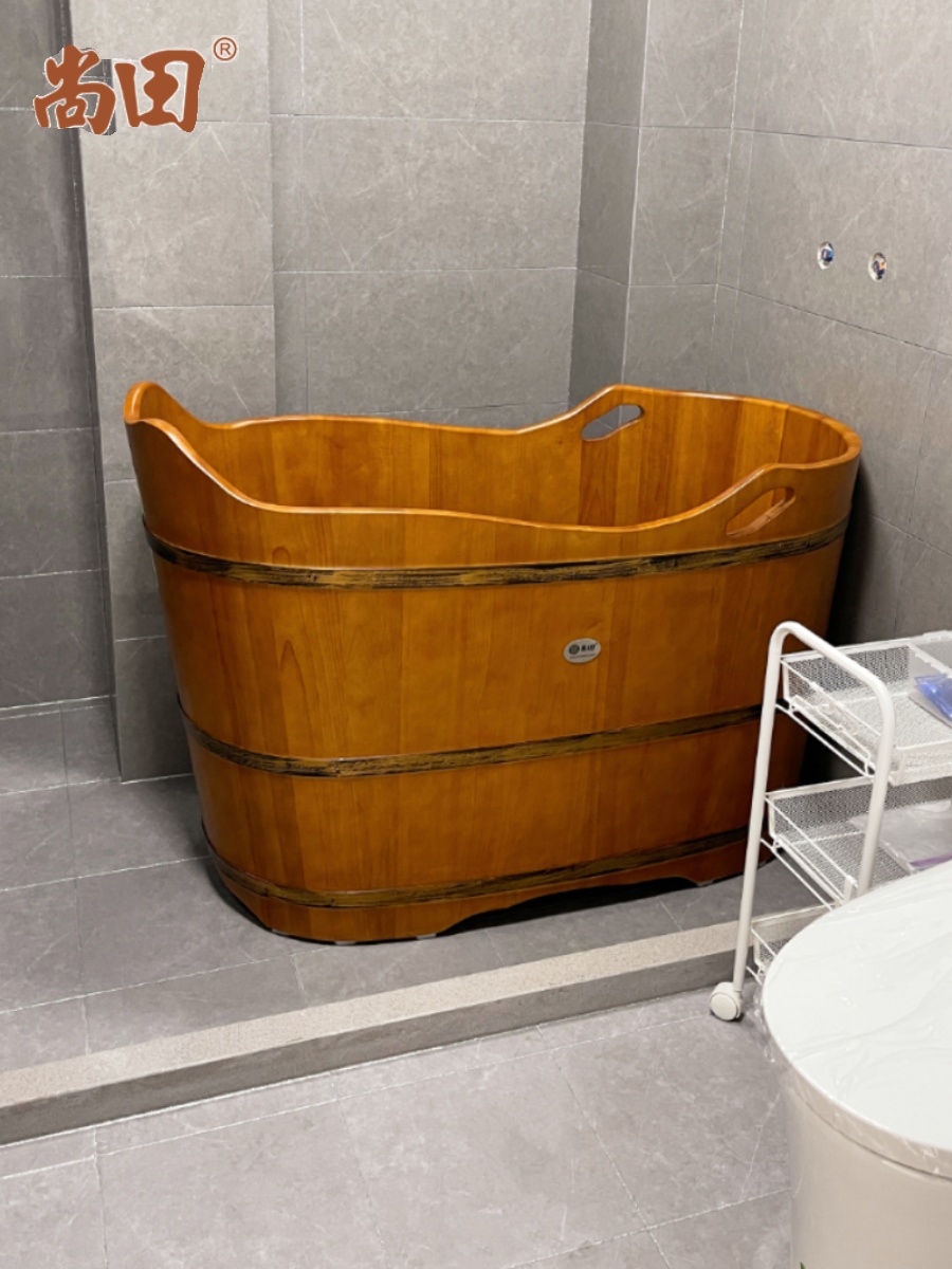 定制尚田橡木家用成人泡澡木桶沐浴桶木制浴缸洗澡桶1米2可坐全身