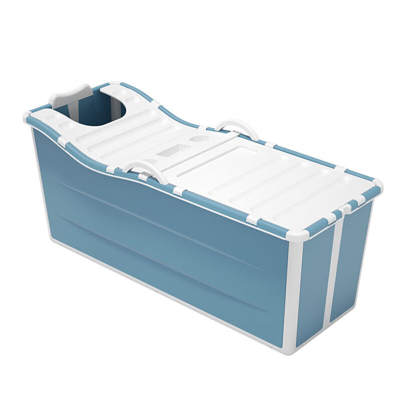 新品大人折叠泡澡桶大号洗澡桶家用沐浴缸全身洗澡盆1.36米蓝色+