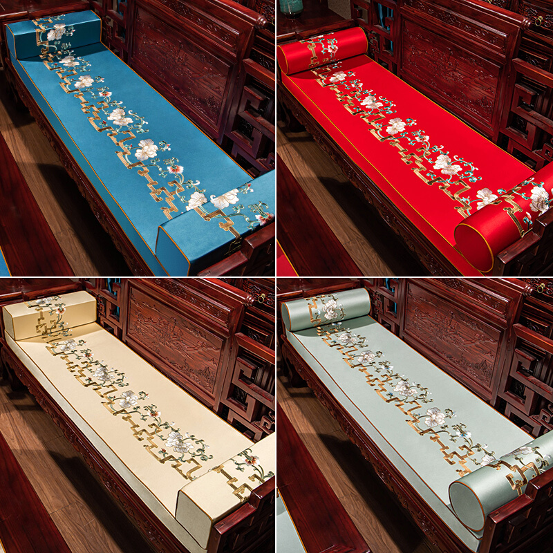 新品中式红木沙发坐垫中国风古典罗汉床垫子五件套禅意客厅餐椅垫