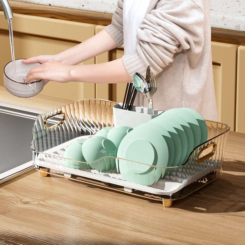 碗碟沥水架轻奢水槽置物架家用厨房台面放碗盘碗架餐具碗筷收纳盒