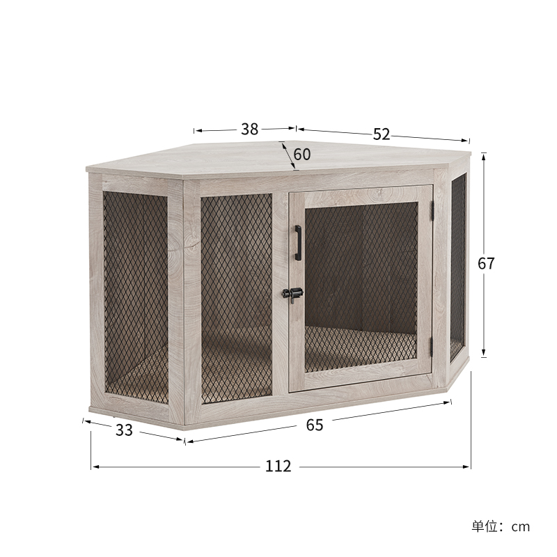 新款unipaws家具狗笼多功能木质角落笼子中型犬用居家装饰宠物窝