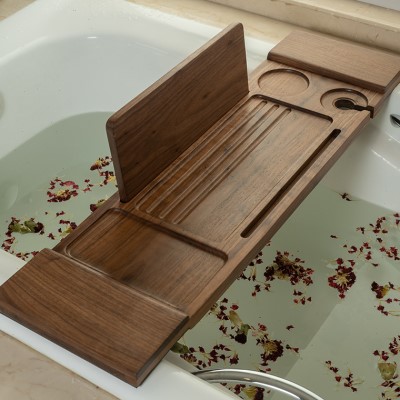 实木浴缸架 浴缸配件泡澡支架圆形浴缸置物板双人欧式浴缸置物架
