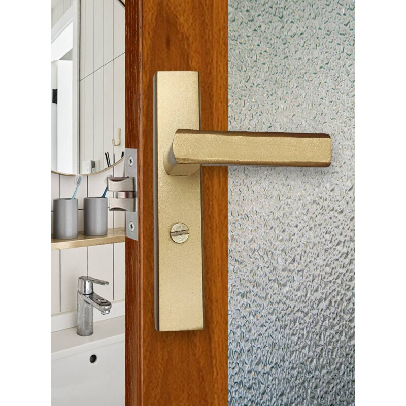 新品永佳福卫生间门锁卫浴单舌锁金色黑色铝合金浴室厕所门锁具通