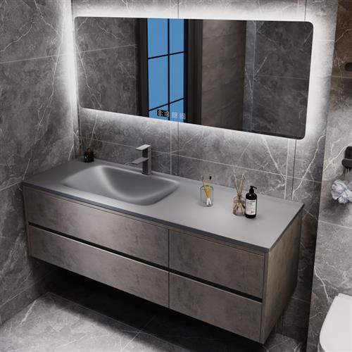 新款岩板热弯一体盆现代简约智能卫生间浴室柜镜柜洗漱台洗手洗脸