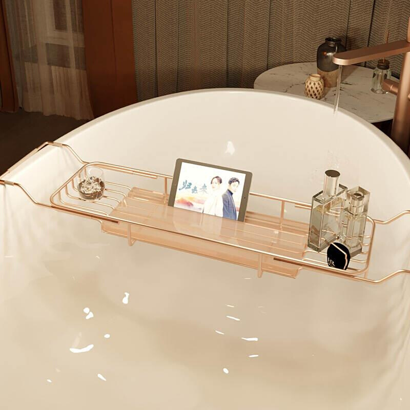 浴缸置物架伸缩多功能卫生间泡澡浴室支撑架子沐浴上手机金色支架