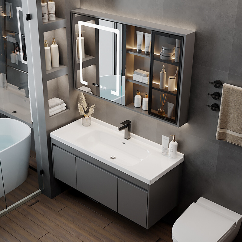 网红实木浴室柜陶瓷一体盆现代简约2022新款洗脸洗手盆柜组合